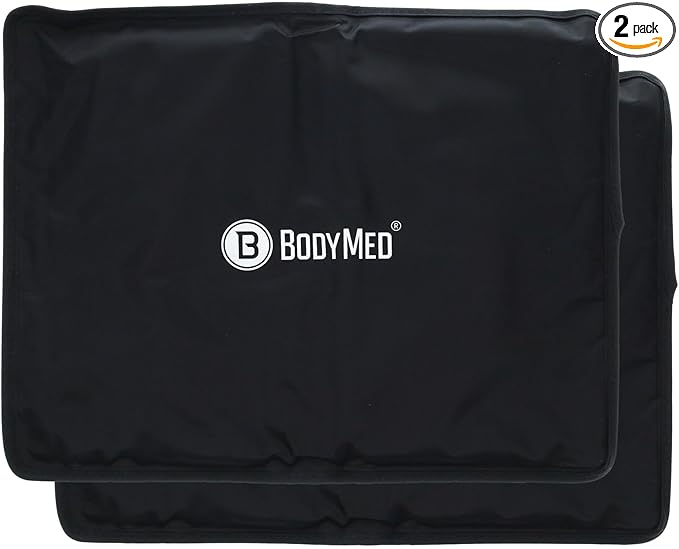 BodyMed Reusable Gel Ice Pack Cold Compress (2-Pack) for Back, Shoulder, Neck, & Knee - Professional Grade Cold Therapy for Injuries, Aches, Swelling, Bruises, Sprains - 14 in. x 11 in. (Standard)