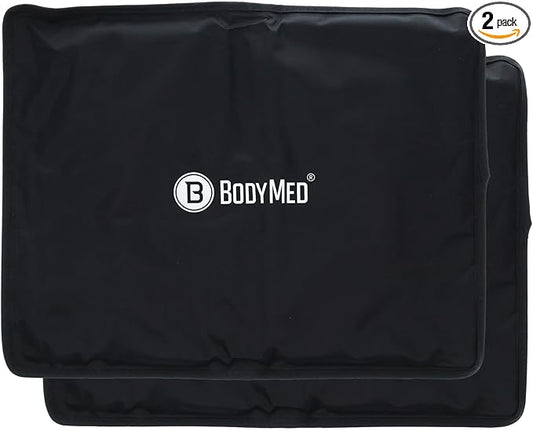 BodyMed Reusable Gel Ice Pack Cold Compress (2-Pack) for Back, Shoulder, Neck, & Knee - Professional Grade Cold Therapy for Injuries, Aches, Swelling, Bruises, Sprains - 14 in. x 11 in. (Standard)