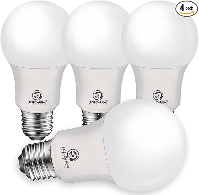 Energetic 75W Equivalent A19 LED Light Bulb, Warm White 3000K, 1200 Lumens, UL Listed, E26 Standard Base, Non-Dimmable LED Light Bulb, 4 Pack