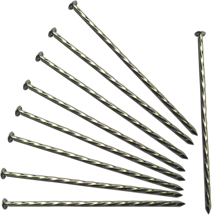 Camping Stakes Tent Pegs 9 Pack 8" Galvanized Non-Rust Metal Edging Spike, Garden Spiral Landscape Piles/Anchors for Paver Edging, Turf Stakes, House Construction, Carpentry Nail, Tent Stakes