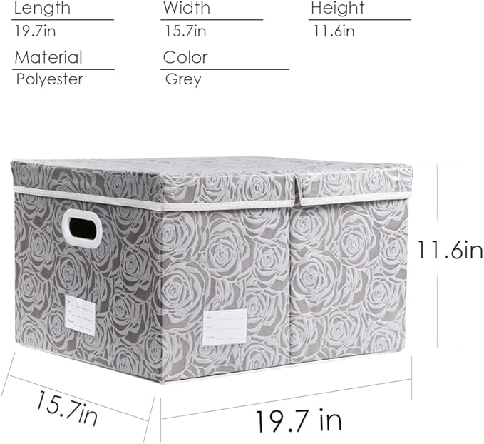 PRANDOM Extra Large Collapsible Storage Boxes with Lids Fabric Decorative Storage Bins Cubes Organizer Baskets with Cover Handles Divider for Bedroom Closet Living Room 19.7x15.7x11.6 Inch 3 Pack