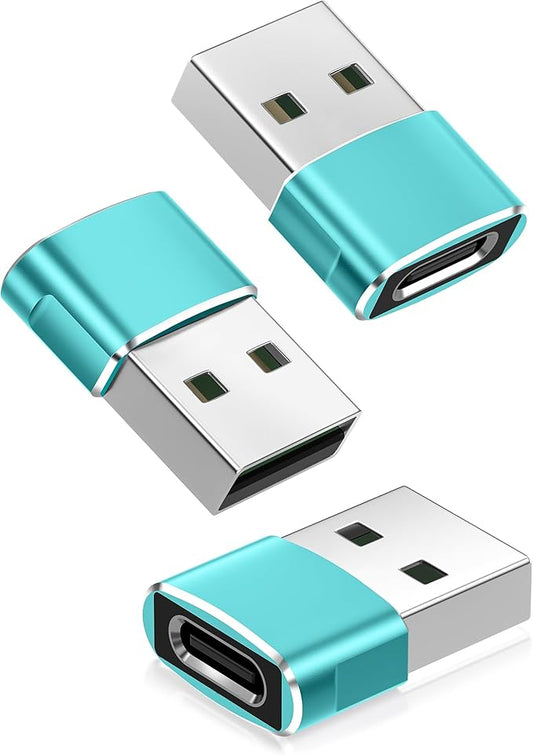 Basesailor USB to USB C Adapter 3 Pack,Type C Female to USB A Male Charger Cable Converter for Apple Watch Ultra iWatch Series 9 7 SE,AirPods Pro 2,iPhone 15 14 13 12 Plus Max,iPad 9 10 Air 4 5 Mini 6