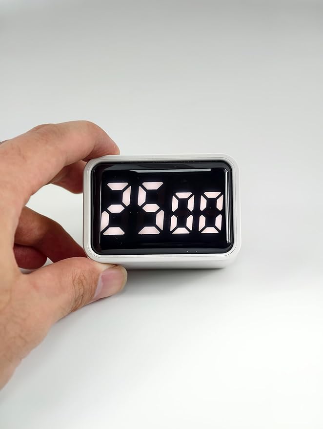 Digital Mini LED Timer, Rechargeable LED Countdown/Up Timer, 3 Pre-Set Memory Time Loud Alarm ON/Off Function, Ideal for Homework, Cooking, Classroom, Office, Kids Students (White)