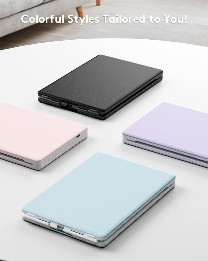 Samsers Bluetooth Foldable Keyboard, Wireless Portable Folding Keyboard, Full-Size Ultra-Slim Rechargeable Connect Up to 3 Devices for iOS Android Windows Phone Tablet and Laptop, Purple