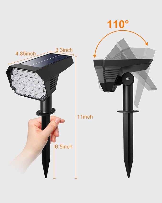 6 Pack Color Changing Solar Powered Outdoor Spot Lights for Halloween Decorations, Skeletons, Tombstones, Ghost, Outside Landscape Waterproof 24 LEDs Spotlights for House Yard Tree, Garden, Statues