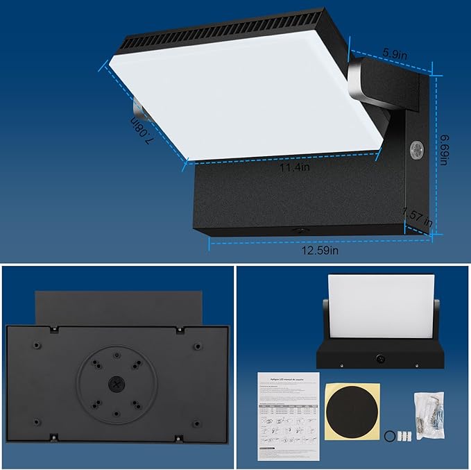 ledmo 150W LED Outdoor Wall Pack Light with Dusk to Down Photocell 360° Rotatable Head Commercial Security Light 21000lm IP68 5000k Floodlight Fixtures for Yard Building Barn Warehouse Shop