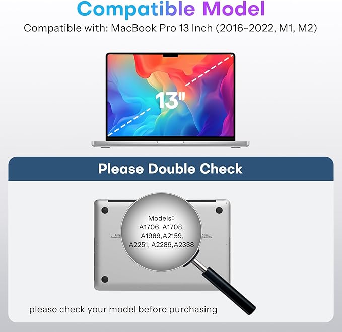 OMOTON Magnetic Privacy Screen for MacBook Pro 13 Inch (2016-2022, M1, M2), Anti-Spy Filter, Matte Anti Glare Blue Light Protector, Easy Install & Remove