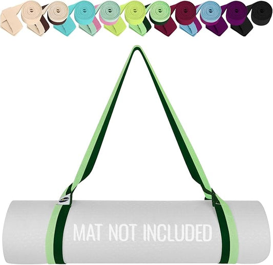 TECEUM Yoga Mat Strap – 30+ Colors – Adjustable Mat Holder Sling Carrier for All Mats [Mat Not Included]