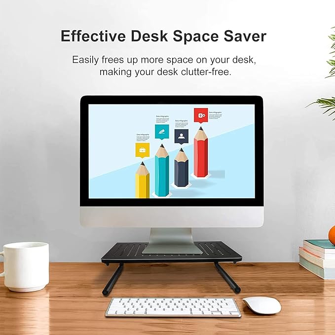 suptek Monitor Stand Riser for Computer,Laptop,Printer, Notebook and All Flat Screen Display with Vented Metal Platform and 4 Inches Height Underneath Storage (MST004)