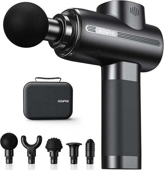 RENPHO Active Massage Gun Deep Tissue, Percussion Handheld Muscle Massager for Body Neck Pain Relief, Portable Electric Mini Back Massagers with Carry Case for Athletes Men Women