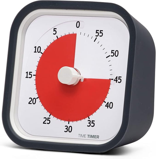TIME TIMER MOD (Charcoal), A Visual Countdown 60 Minute Timer for Classrooms, Meetings, Kids and Adults Office and Homeschooling Tool with Silent Operation and Interchangeable Silicone Cover