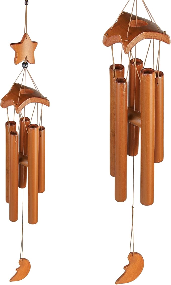 Bamboo Wind Chimes Outdoor,Wooden Wind Chimes for Outside with Amazing Deep Tone, Garden Windchime for Relaxation, Grace.Home Décor for Patio, Garden or Indoor