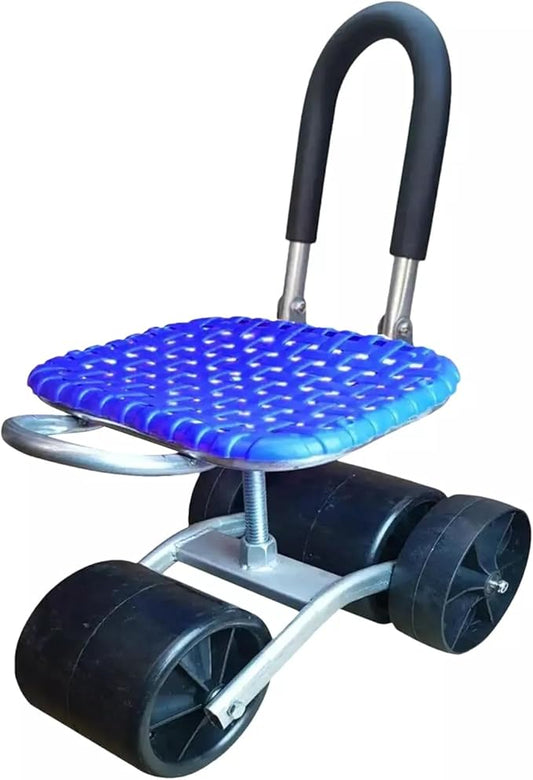 Garden Stool with Wheels, Height Adjustment, Rolling Garden Cart with 360° Swivel Seat, Portable Garden Scooter for Gardening Work（4 Wheels）