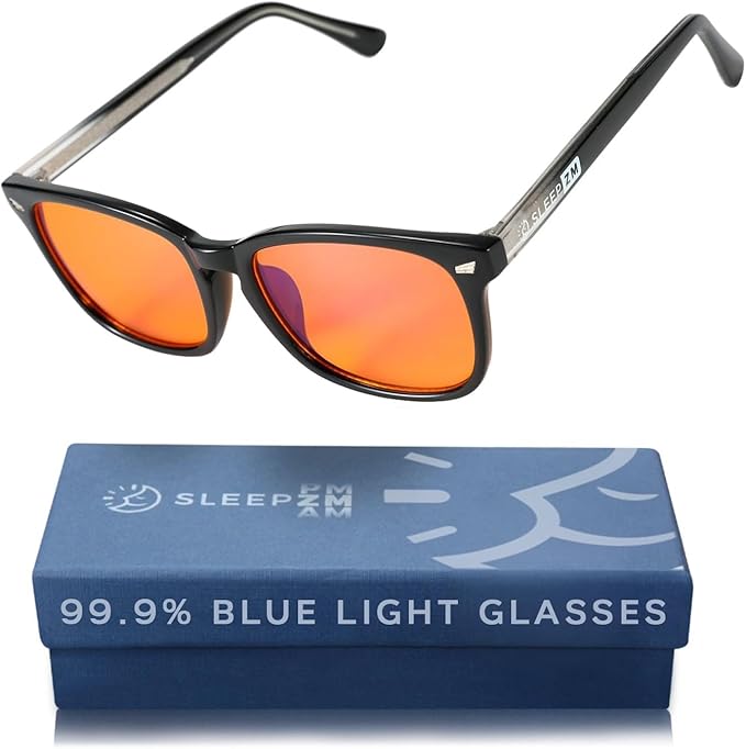 100% Blue Light Blocking Glasses - Women + Men - Better Sleep - Anti Eye Strain Protection - Computer Screens Gaming