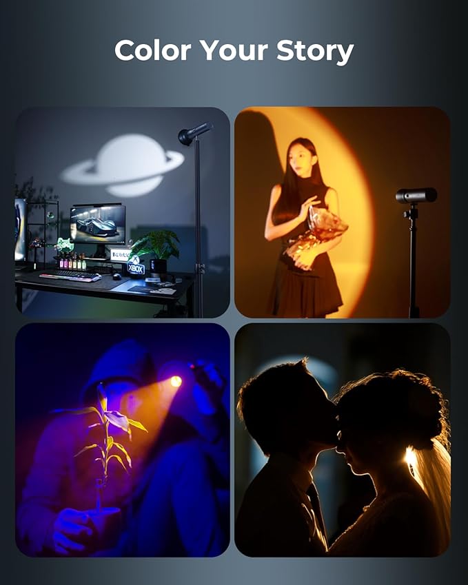 SMALLRIG RGB LED Photography Flashlight, 7500mAh Aluminum Alloy Patterned Ambient Light, 4 Color Fill Light with 20 Patterned Light Filters, Perfect for Photo, Content Creation Accessories RF10C 4634