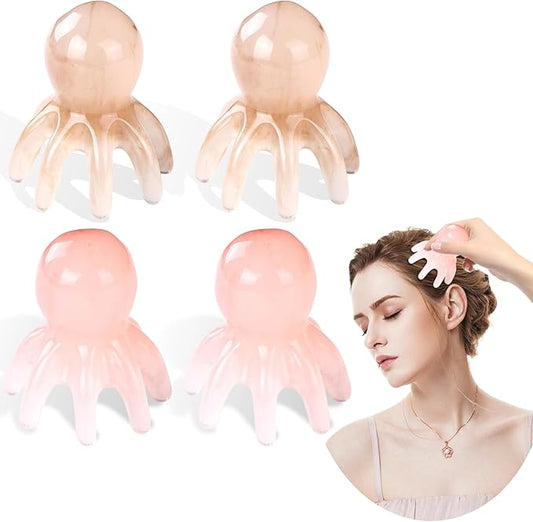 4 PCS Octopus Head Massager Scalp, Hair Spa Massage Tools, Manual Acupressure Tool with 8 Flexible Nodes