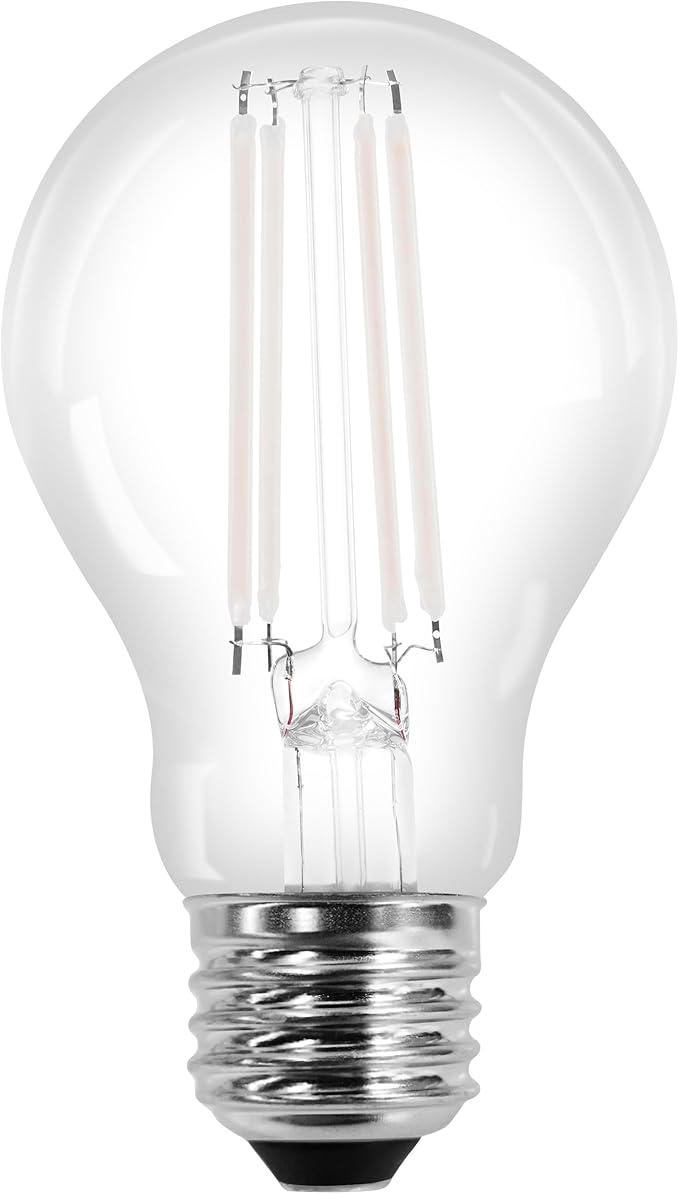 Sylvania A19 Clear LED White Filament Bulb, 6.5W, Dimmable, 800 LMS, Medium Base, 2700K, Soft White - 2 Pack (42170)