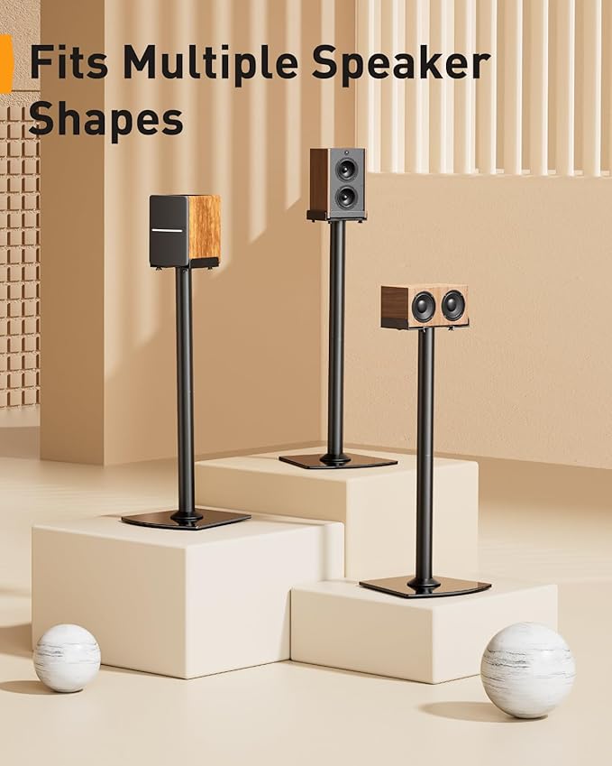 Perlegear Universal Speaker Stands Pair with Cable Management, 33.6 inch Speakers Stands for Bookshelf Speakers, Satellite Speakers & Surround Sound Speaker Holds to 22lbs (PGSS2)