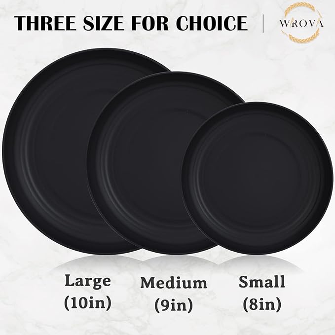 Wheat Straw Dinner Plates - 9 Inch Unbreakable Set of 8 - Dishwasher & Microwave Safe Reusable Plates - Lightweight for Kitchen & Camping (Classic Series)