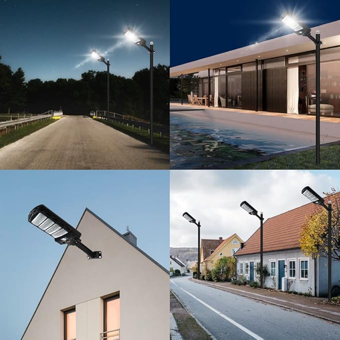 2 Pack Solar Street Light Outdoor,200w 6000LM Solar Motion Flood Lights IP66 Waterproof Dusk to Dawn Led Remote Control for Garden,Paking Lot,Pole,Barn,Wall Lighting