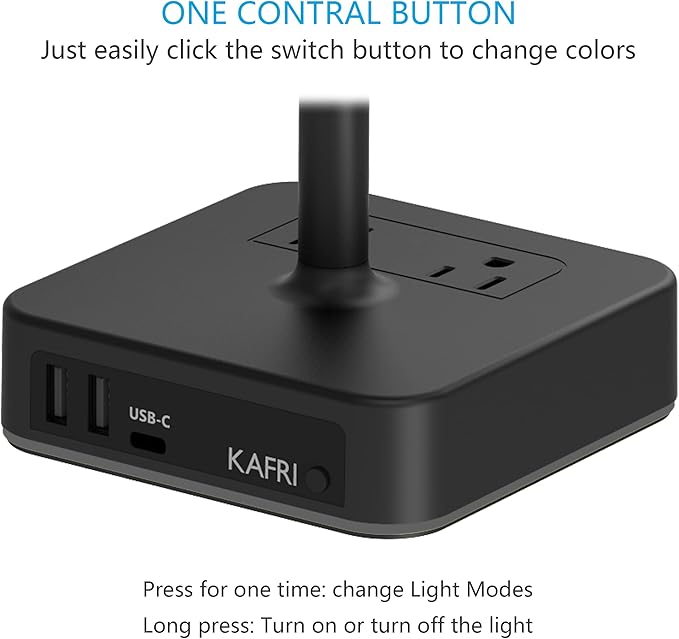 KAFRI RGB Dual Headphone Stand with USB C Charger Desk Gaming Double Headset Holder Hanger Rack with 3 USB Charging Port and 2 Outlet - Suitable for Gamer Desktop Table Game Earphone Accessories Gift