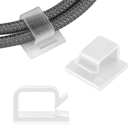 63pcs Translucent Cable Management,Adhesive Cable Clips,Cord Organizer Inner Diameter 0.49"x 0.31",Cord Clips for Wires on Wall,Under Desk,Nightstand,PC,TV,Outdoor Christmas Lights Strip