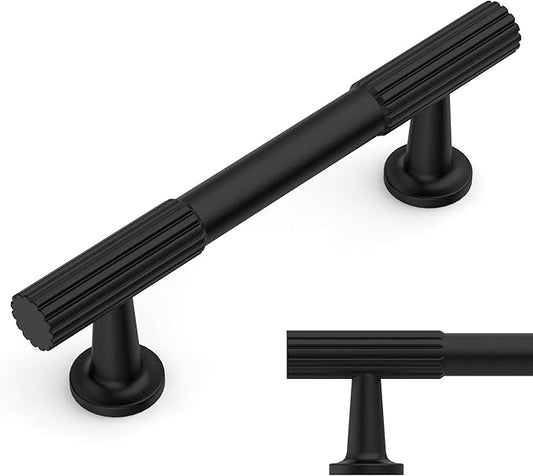 Amerdeco 10 Pack Matte Black Cabinet Pulls 3 Inch(76MM) Hole Centers Kitchen Cabinet Handles Hardware Kitchen Handles for Cabinets Cupboard Handles Drawer Pulls ZH0071