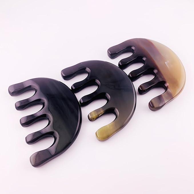Gua Sha Comb – Natural Buffalo Horn Scalp Massage Comb for Hair Gua Sha and Stimulation, Gua Sha Brush Scalp Massager Tool with Combed Tooth Edge for Head Spa and Scalp Care