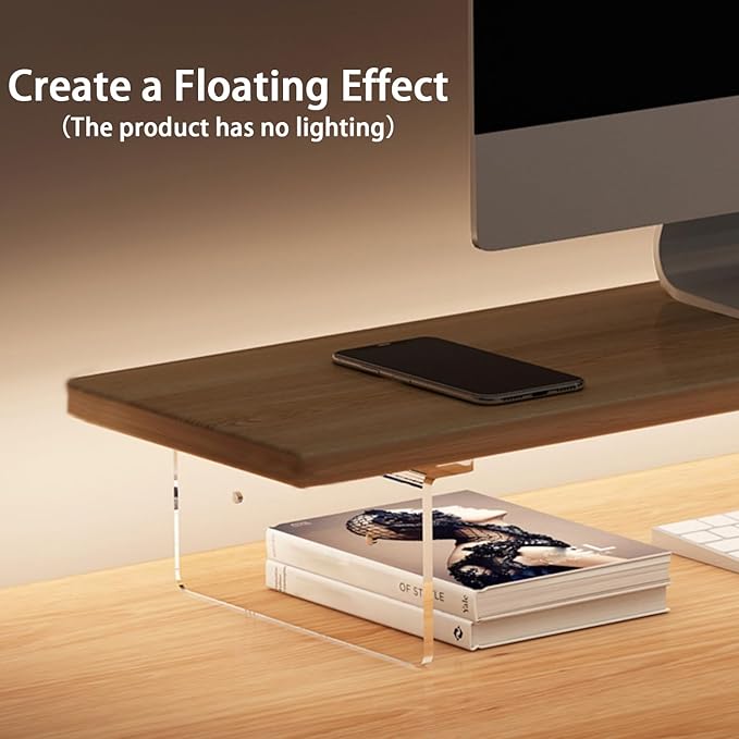 Monitor Stand Riser 2.16/3.34 Inch 2 Height Adjustments Acrylic Stand with Installation Tool, Desk Organizer Accessories Office Desk Storage Rack Screen/PC/Printer/Laptop Riser 7.8 x 15.7 Inch (White)