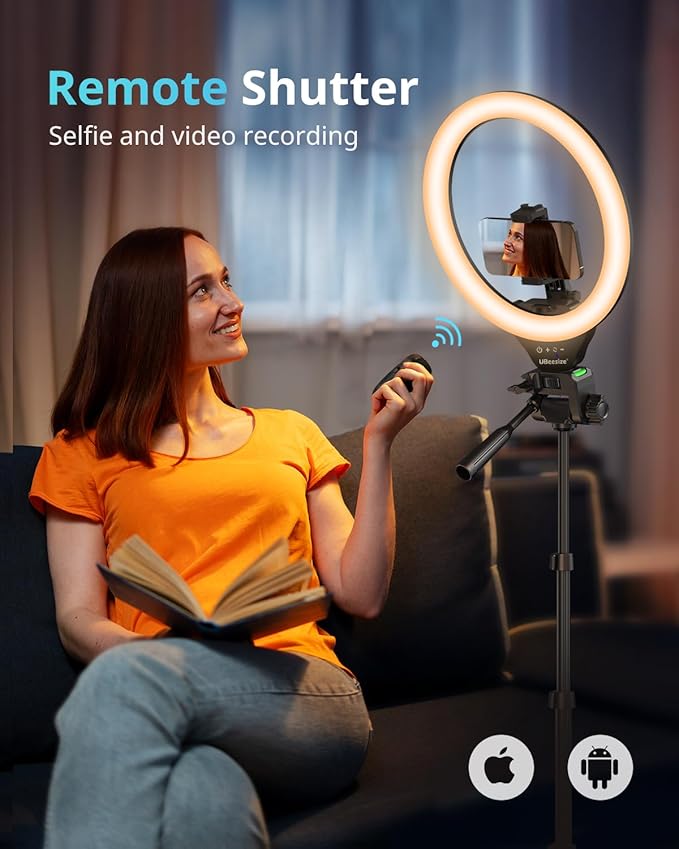 UBeesize 12'' RGB Selfie Ring Light with 62’’ Tripod Stand for Video Recording＆Live Streaming(YouTube, Instagram, TIK Tok), Compatible with Phones, Cameras and Webcams