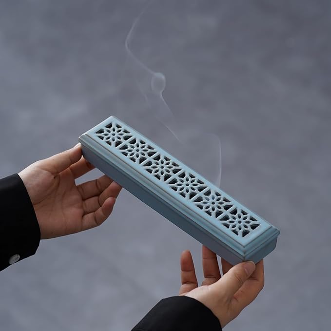 Incense Holder for Sticks，Ceramic Insence-Stick Holder Ash Catcher，Incense Holder Timkburner for Meditation Yoga Spa Room Decor