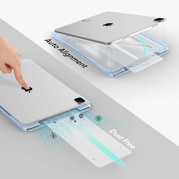 FLOLAB ONETIME NanoArmour Screen Protector for iPad Pro 13 Inch M4 2024 Tempered Glass, TruColor, Blue Light Blocker, No Blue Tint, Original Display Color, Ultra Clear, Easy Install, Durable