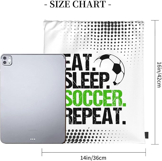 Eat Sleep Soccer Drawstring Backpack Gym String Bag Water Resistant Drawstring Sackpack Sport For Womens Mens