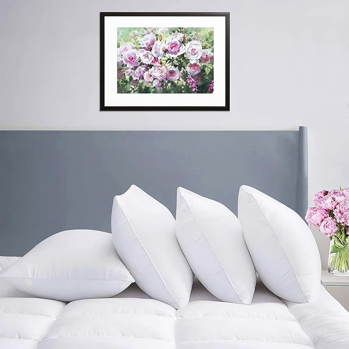 Hotel Collection Thick Bed Pillows Standard Size Set of 2 Soft Plush Fluffy Side Sleeper Pillow for Adults Back Sleeping High Loft Medium Firmness White 20x26 inches