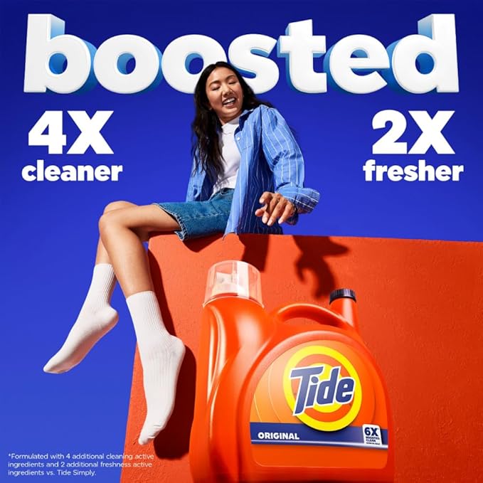 Tide Laundry Detergent Liquid, Original Scent, HE Compatible, 100 Loads, 125 fl oz, Tide Laundry Detergent, Liquid Laundry Detergent (Packaging May Vary)