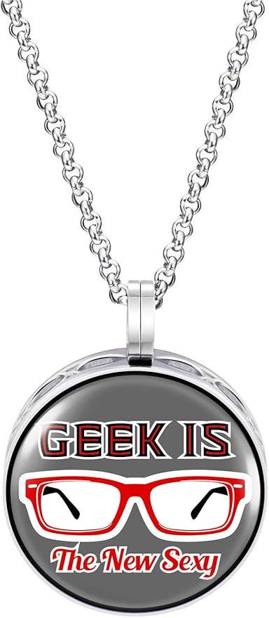 Wild Essentials Geek is The New Sexy! Enamel Finish Essential Oil Diffuser Necklace Gift Set - includes Aromatherapy Pendant, 24" Stainless Steel Chain, 8 Color Refill Pads