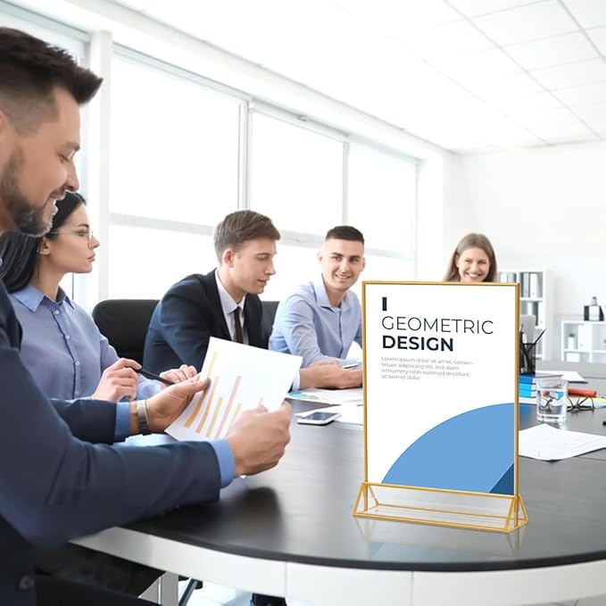 Acrylic Sign Holder 8.5X11 Clear Sign Holder,Double Sided Flyer Holder, Table Menu Holder Display Stand for Wedding Table Number (6pcs)