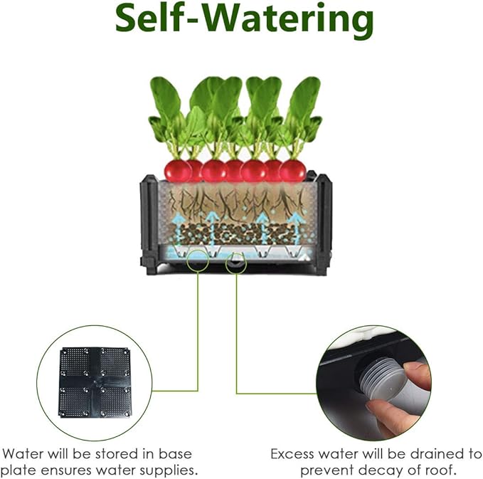 S AFSTAR Raised Garden Bed Kit Set of 4, Elevated Planter Boxes with Self-Watering Design & Removable Legs, Outdoor Plastic Planter Box for Patio Yard Balcony Gardening, Rattan Pattern (White)