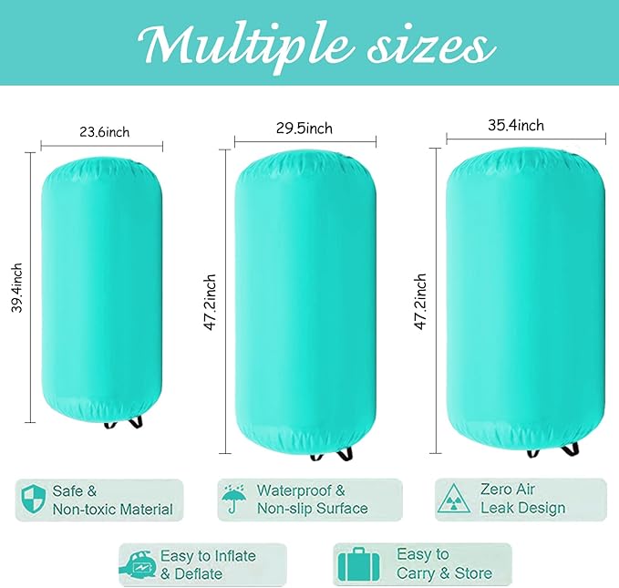 86 York Air Barrel Gymnastics Roller Inflatable Tumbling Mat, Back Handspring Training Air Mat Tumble Track Gymnastics Equipment For Home Use, Gym Training, Yoga Balance Exercise, Cheerleading with Electric Pump