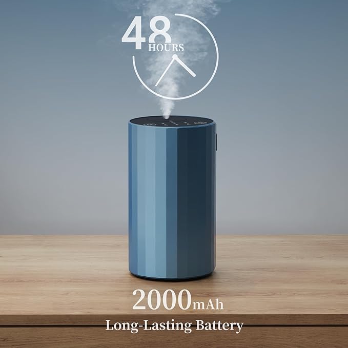 Waterless Essential Oil Diffuser Aromatherapy Scent Diffusers for Home Large Room, Bedroom, Car, Office, Desk, Battery Operated Mini Portable Air Freshener, 3 Countdown Timers & 3 Mist Levels