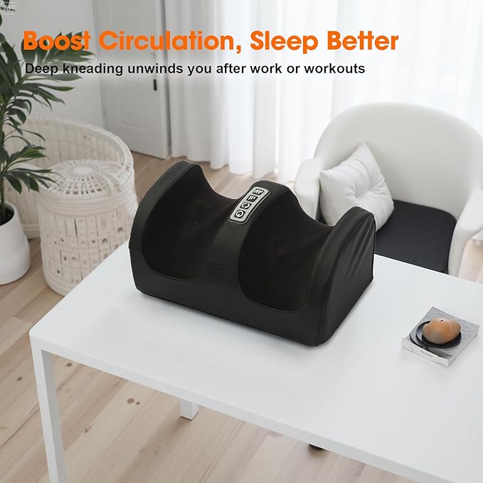 Shiatsu Foot Massager with Heat, Feet Massager for Neuropathy, Plantar Fasciitis and Pain Relief, Deep Kneading and Rolling Massage for Feet/Calf/Leg/Ankle,Gifts for Women Men, Black