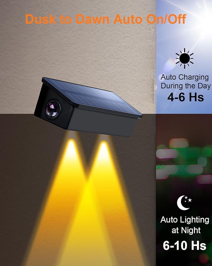 Solar Fence Lights Outdoor Waterproof LED Spot Lens for Step, Wall, Deck, Patio, Yard, Rail, Garage, Pool, Stair, Walkway, Garden Landscaping Enhanced Security Easy Install Warm White 16 Pack