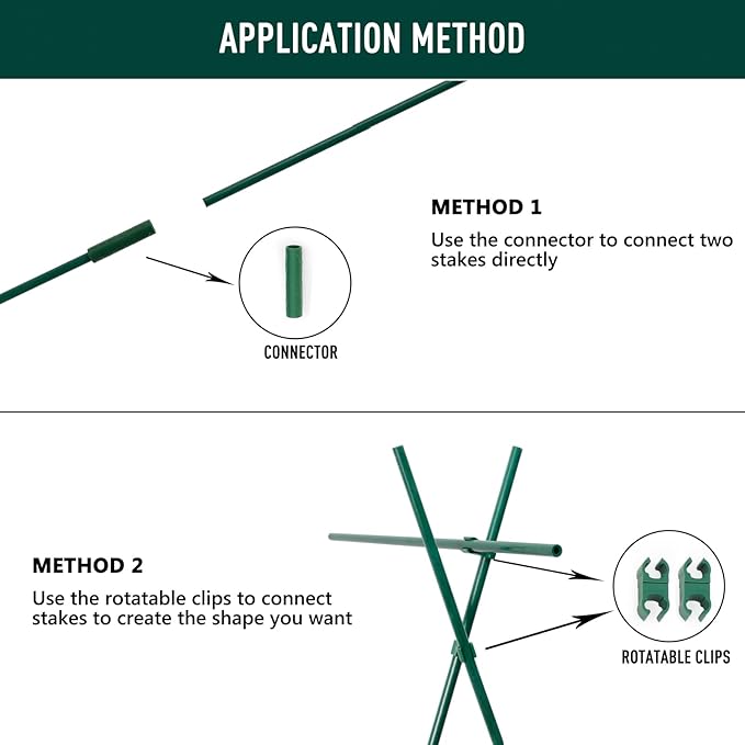 MAXPACE 62pcs Garden Stakes Kit: Includes 20 Sets of Fiberglass Plant Sticks Supports & Accessories for DIY 4ft, 5ft, 6ft, 7ft Stakes for Tomato, Vegetables, Indoor & Outdoor Gardening Supplies