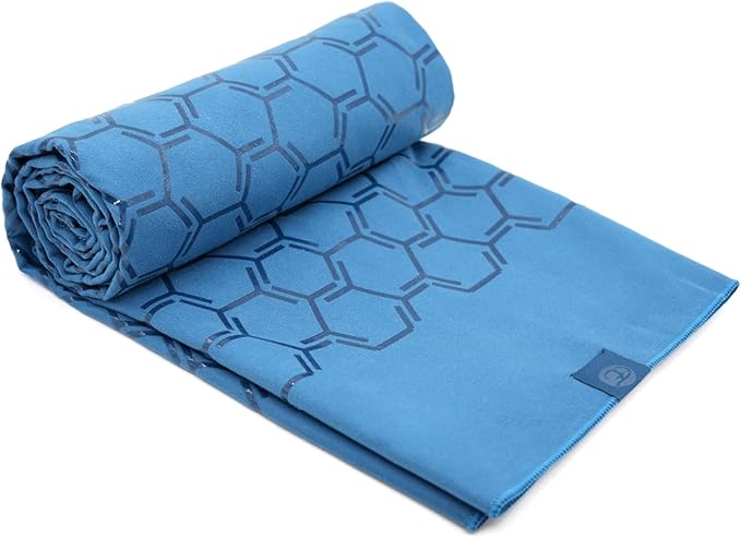 Eunzel Yoga Towel for Hot Yoga,Non-Slip Double Sided Silicone Grip Towel Absorbent Microfiber Towel for Hot Yoga, Vinyasa and Power 26.5"x72", Navy