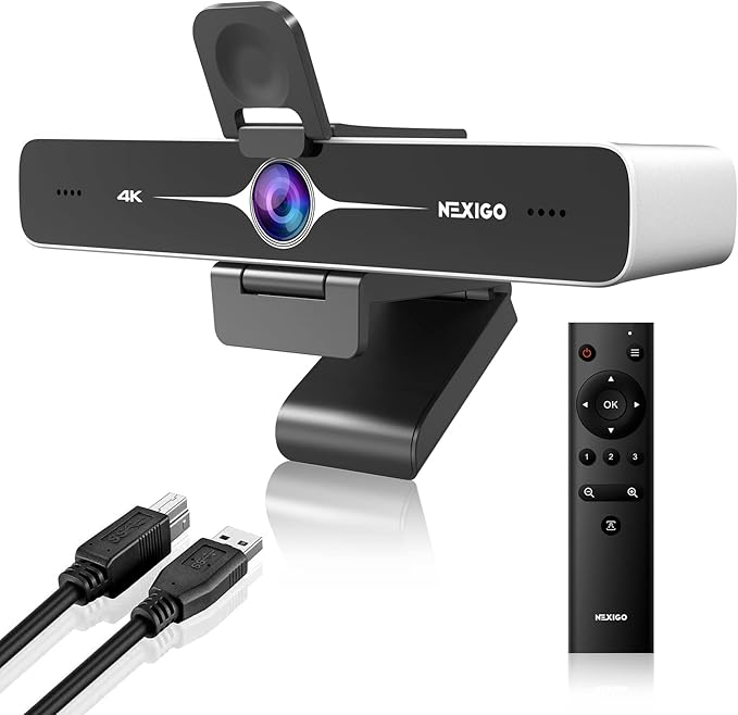 NexiGo Zoom Certified, N970P 4K Webcam, Onboard Flash Memory, Al-Powered Auto-Framing, Adjutable Field of View, Sony Sensor, Dual AI Noise-Cancelling Mics, Works with Teams/Zoom/Webex/Google