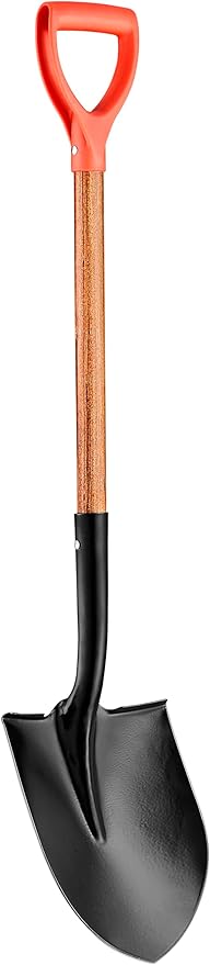 41" Round Point Snow Shovel, Straight Hardwood Handle, with D-Grip, Gardening Tool-Digging Shovel, 41 Inch