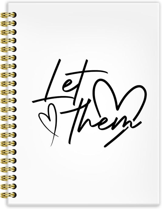Let Them Inspirational Notebook Journal 5.5x8.3, Motivational Mental Health Notebook Gifts for Women Men, Positive Affirmation Gifts Hardcover Spiral Notebooks for Note Taking