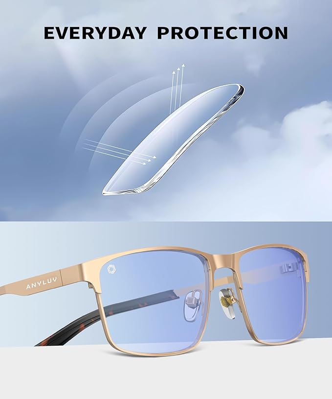 ANYLUV Blue Light Glasses for Men/Women, Lightweight Blue Light Blocking Glasses, Anti-Eye Strain Computer Glasses for Gaming