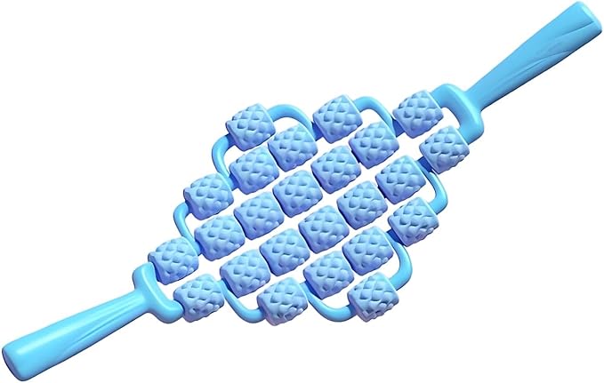 Massage Roller Sticks Ergonomic Handheld Massage Tool for Waist Shoulders Stomach Arms Buttocks, Blue
