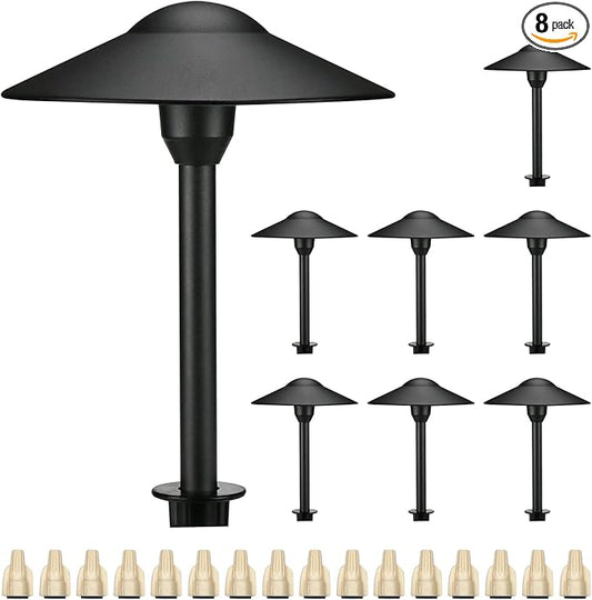 Lumina Lighting® 4W Landscape Lighting 12V Landscape Lights Low Voltage Landscape Path Lights Warm White Waterproof Outdoor Replaceable G4 LED Bulb for Garden Pathway Lawn Yard (Black) (8-Pack)